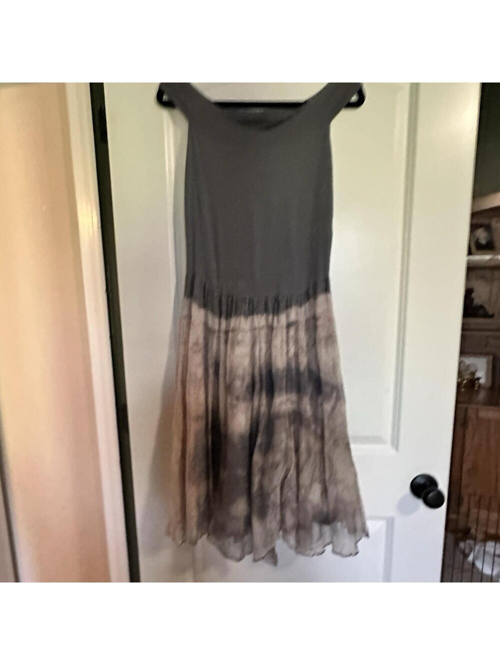 Luna Luz Boat Neck Grey Dress With Overlay Size M Cotton And Lycra